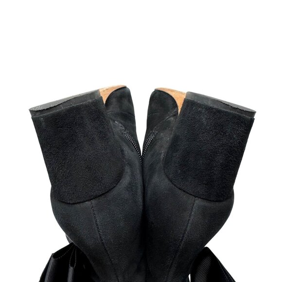 Kate Spade Langley Black Suede Leather Big Bow Round Toe Ankle Booties Women sz6 - Picture 9 of 13